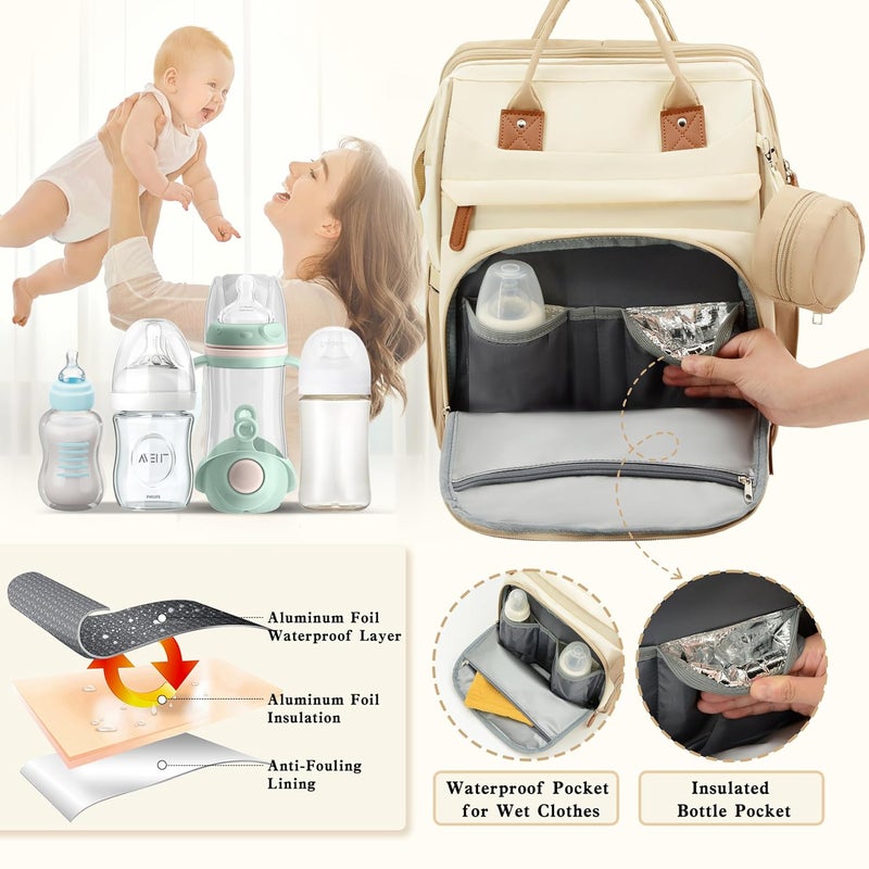 DERJUNSTAR Store Large Diaper Bag Backpack, Baby Dipaer bag with Insulated Bottle Holders, USB Charging Port, Travel Diaper Backpack for Mom & Dad - Image 3
